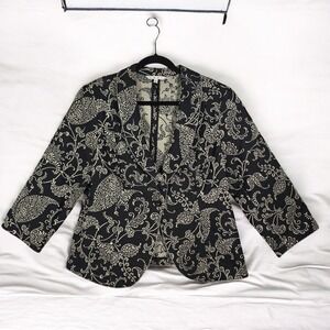 CAbi Black and Cream Patterned Blazer